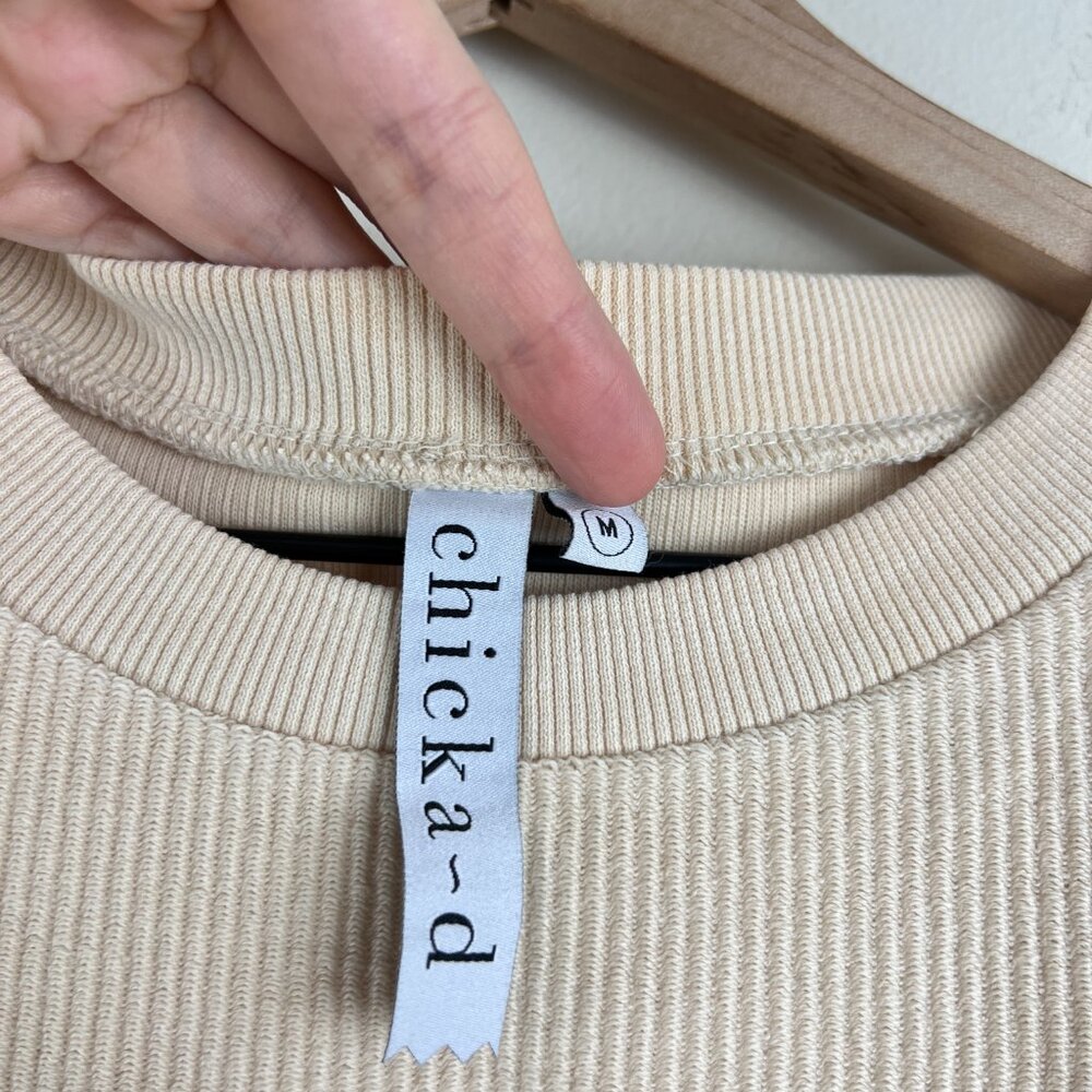 Chicka-d Cream Ribbed Crew Neck Hey Cowboy Boxy Top - Picture 3 of 6